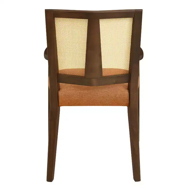 Christopher Knight Home Set di 2 sedie da pranzo imbottite Nolan in legno di caucciù con schienale in canna, caramello/noce
