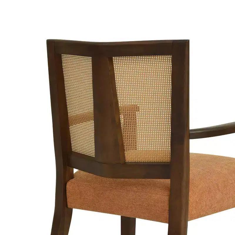 Christopher Knight Home Set di 2 sedie da pranzo imbottite Nolan in legno di caucciù con schienale in canna, caramello/noce