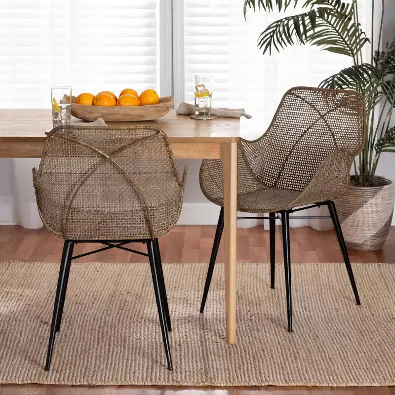 Sedia da pranzo in rattan e metallo ballerina bali & pari: Realizzata a mano, design bohémien