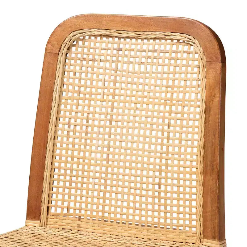 Set 2 sedie da pranzo Caspia in legno e rattan naturale/noce - bali & pari: Legno massello di mango, artigianato indonesiano