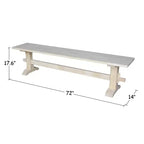 Panca a cavalletto non finita da 72" - International Concepts: Legno massello, Parawood, Ingresso, Soggiorno