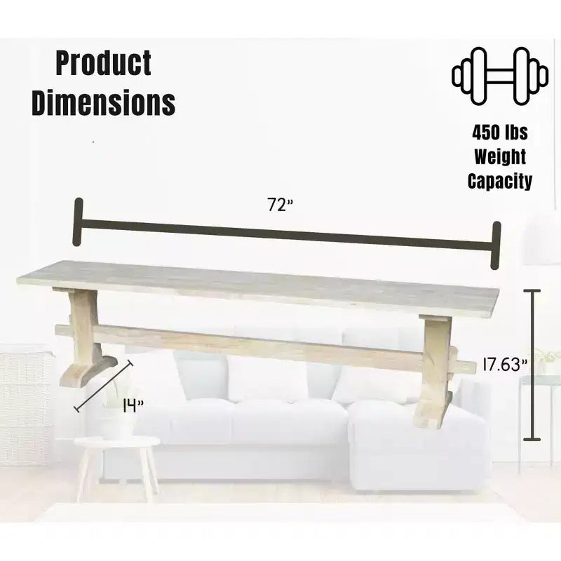 Panca a cavalletto non finita da 72" - International Concepts: Legno massello, Parawood, Ingresso, Soggiorno