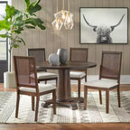 Buylateral Set of 2 Westbury Traditional Cane Dining Chairs Walnut/Cream: Rubberwood Frame, Linen Upholstery