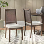 Set di 2 sedie da pranzo tradizionali Westbury in canna noce/crema di Buylateral: Struttura in legno di gomma, Rivestimento in lino