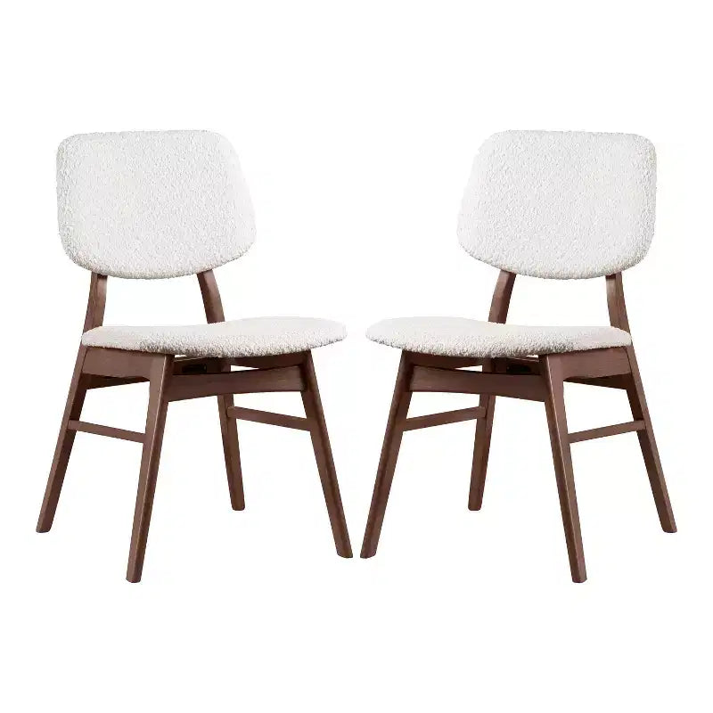 HOMES: Inside + Out Set di 2 sedie da pranzo in bouclé Aspen Grove in stile Mid-Century Modern Noce