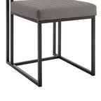 Armen Living Set di 2 sedie da pranzo Anastasia, in ferro e similpelle, nero opaco/grigio chiaro