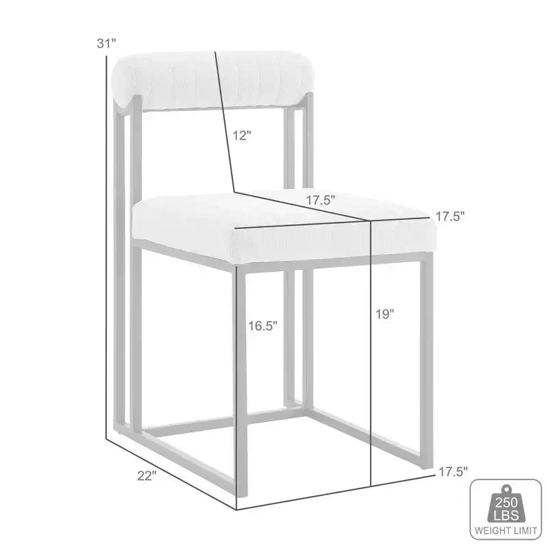 Armen Living Set di 2 sedie da pranzo Anastasia, in ferro e similpelle, nero opaco/grigio chiaro