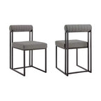 Armen Living Set di 2 sedie da pranzo Anastasia, in ferro e similpelle, nero opaco/grigio chiaro