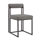 Armen Living Set di 2 sedie da pranzo Anastasia, in ferro e similpelle, nero opaco/grigio chiaro