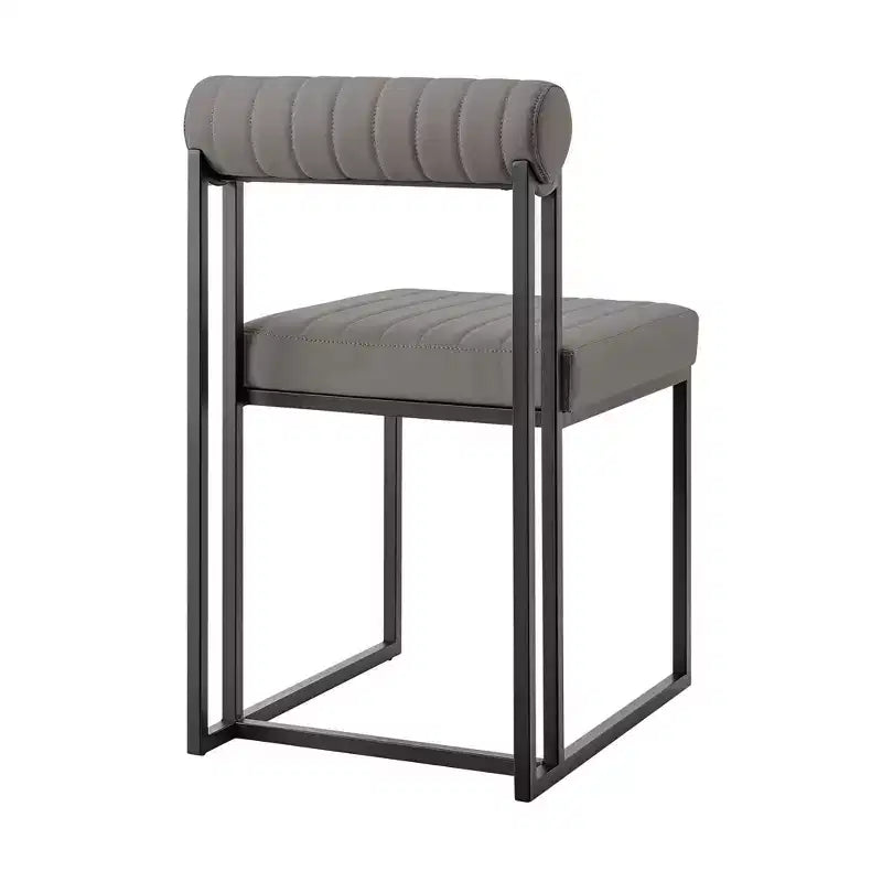 Armen Living Set di 2 sedie da pranzo Anastasia, in ferro e similpelle, nero opaco/grigio chiaro