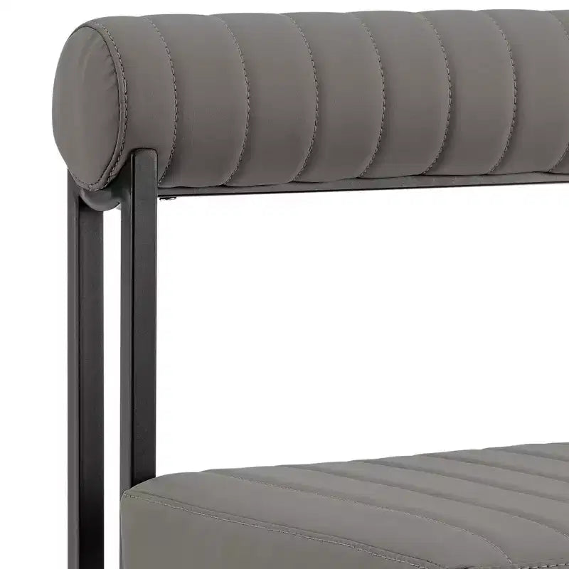 Armen Living Set di 2 sedie da pranzo Anastasia, in ferro e similpelle, nero opaco/grigio chiaro