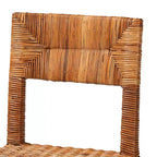 bali & pari Manrico Sedia da Pranzo in Legno e Rattan Naturale Marrone Scuro/Marrone Naturale: Stile Bohemien, Intreccio Geometrico, Nessun Montaggio Richiesto