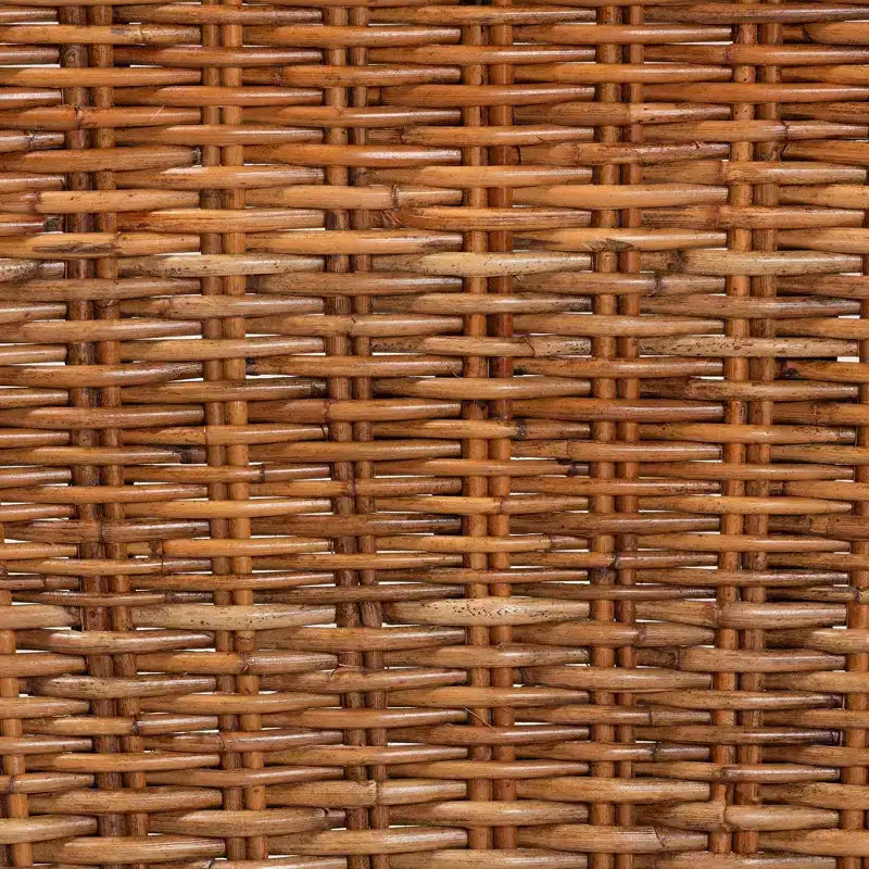 bali & pari Manrico Sedia da Pranzo in Legno e Rattan Naturale Marrone Scuro/Marrone Naturale: Stile Bohemien, Intreccio Geometrico, Nessun Montaggio Richiesto