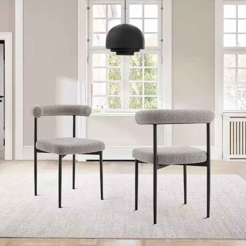 Armen Living Set of 2 Shannon Iron and Thundercloud Fabric Dining Chairs Gray/Matte Black