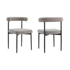 Set di 2 sedie da pranzo Armen Living Shannon in ferro e tessuto Thundercloud, grigio/nero opaco