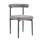 Set di 2 sedie da pranzo Armen Living Shannon in ferro e tessuto Thundercloud, grigio/nero opaco