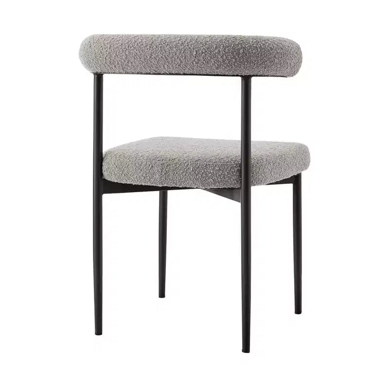 Set di 2 sedie da pranzo Armen Living Shannon in ferro e tessuto Thundercloud, grigio/nero opaco