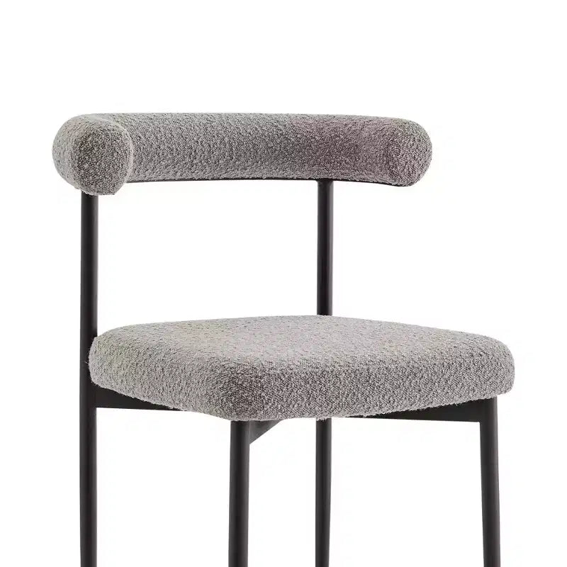Set di 2 sedie da pranzo Armen Living Shannon in ferro e tessuto Thundercloud, grigio/nero opaco