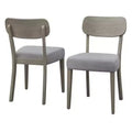 Lifestorey Set of 2 Carlisle Solid Wood Dining Chair Light Gray: Mid-Century Modern, Rubberwood, Upholstered
