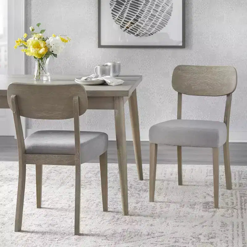 Lifestorey Set di 2 Sedie da Pranzo Carlisle in Legno Massello Grigio Chiaro: Moderno Mid-Century, Legno di Gomma, Imbottite