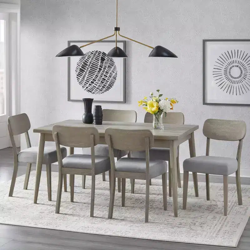 Lifestorey Set di 2 Sedie da Pranzo Carlisle in Legno Massello Grigio Chiaro: Moderno Mid-Century, Legno di Gomma, Imbottite