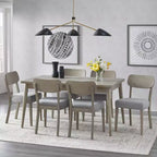 Lifestorey Set di 2 Sedie da Pranzo Carlisle in Legno Massello Grigio Chiaro: Moderno Mid-Century, Legno di Gomma, Imbottite