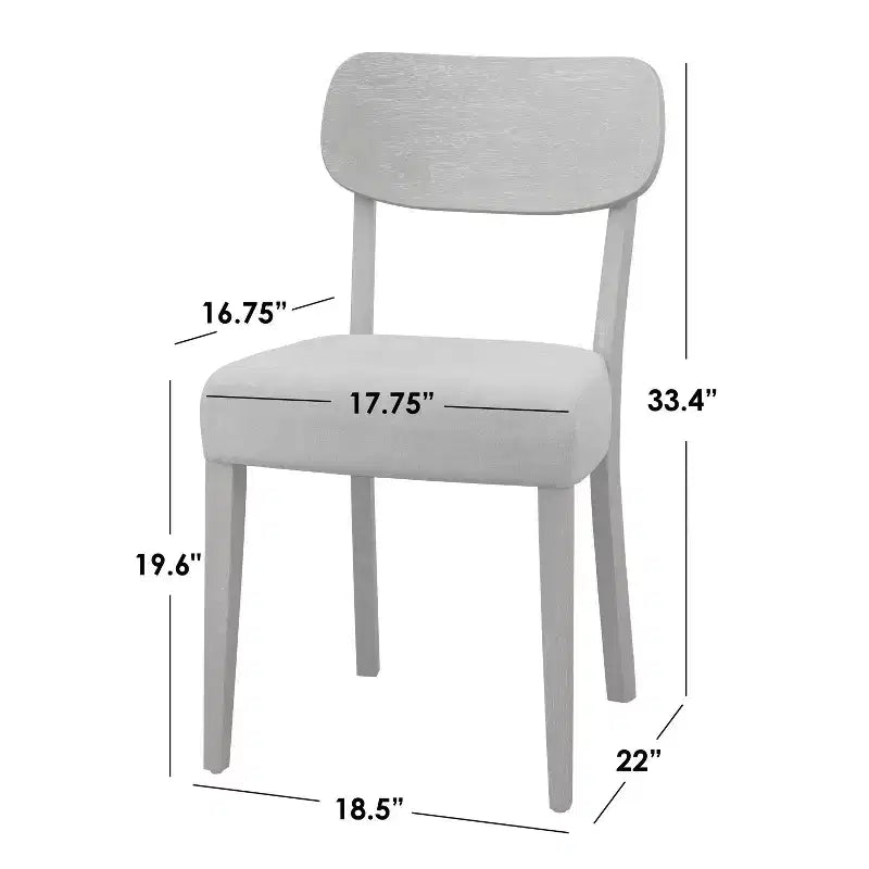 Lifestorey Set di 2 Sedie da Pranzo Carlisle in Legno Massello Grigio Chiaro: Moderno Mid-Century, Legno di Gomma, Imbottite