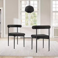 Armen Living Set of 2 Shannon Iron and Fabric Dining Chairs Matte Black