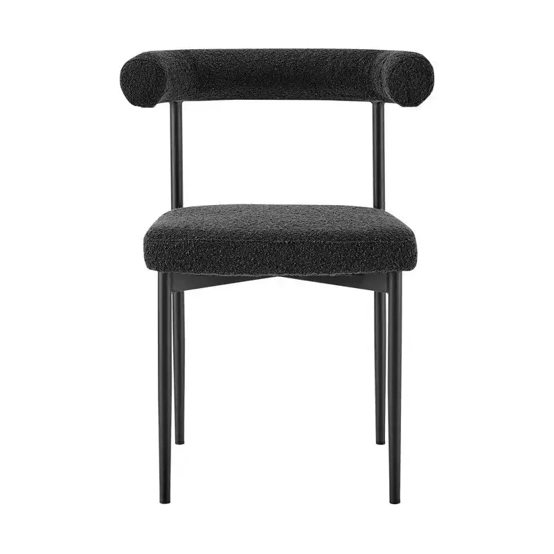 Armen Living Set di 2 sedie da pranzo Shannon in ferro e tessuto, nero opaco