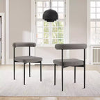 Armen Living Set of 2 Shannon Iron and Faux Leather Dining Chairs Matte Black/Light Gray