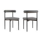 Armen Living Set di 2 sedie da pranzo Shannon in ferro e finta pelle Nero opaco/Grigio chiaro