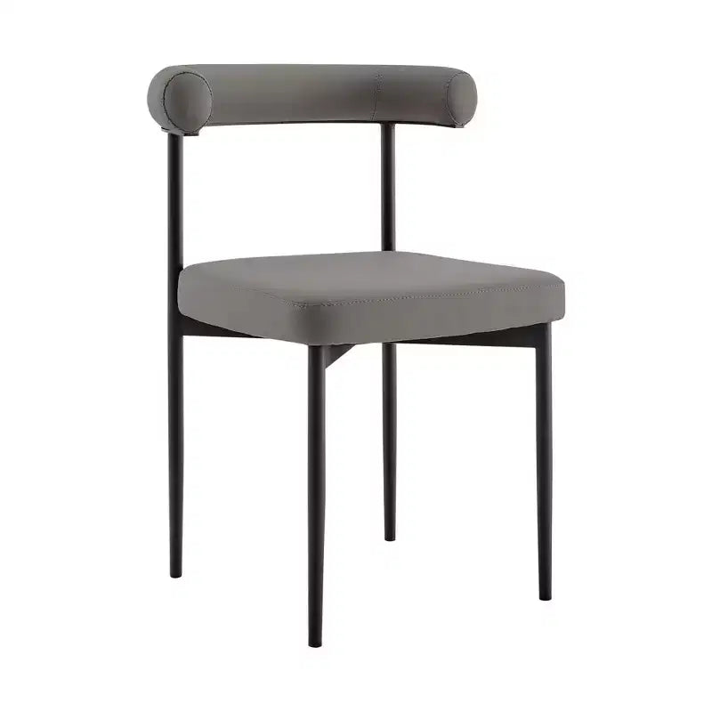 Armen Living Set di 2 sedie da pranzo Shannon in ferro e finta pelle Nero opaco/Grigio chiaro