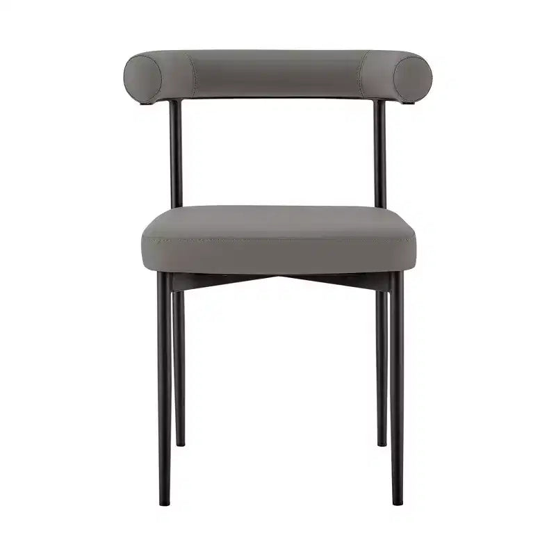 Armen Living Set di 2 sedie da pranzo Shannon in ferro e finta pelle Nero opaco/Grigio chiaro