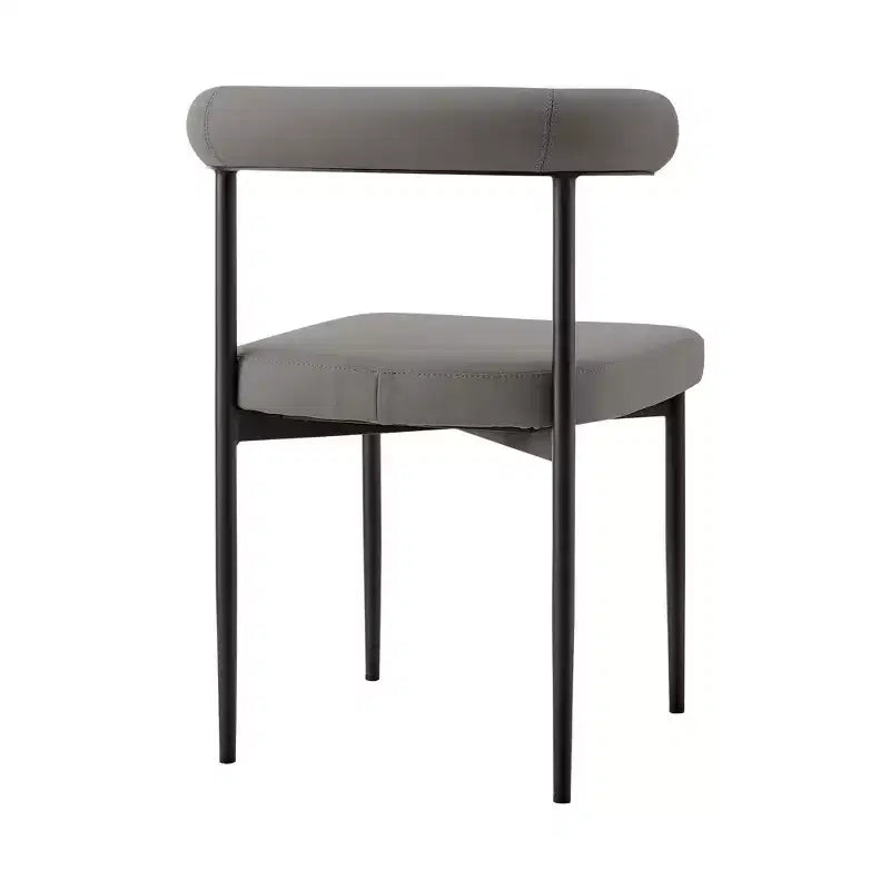 Armen Living Set di 2 sedie da pranzo Shannon in ferro e finta pelle Nero opaco/Grigio chiaro