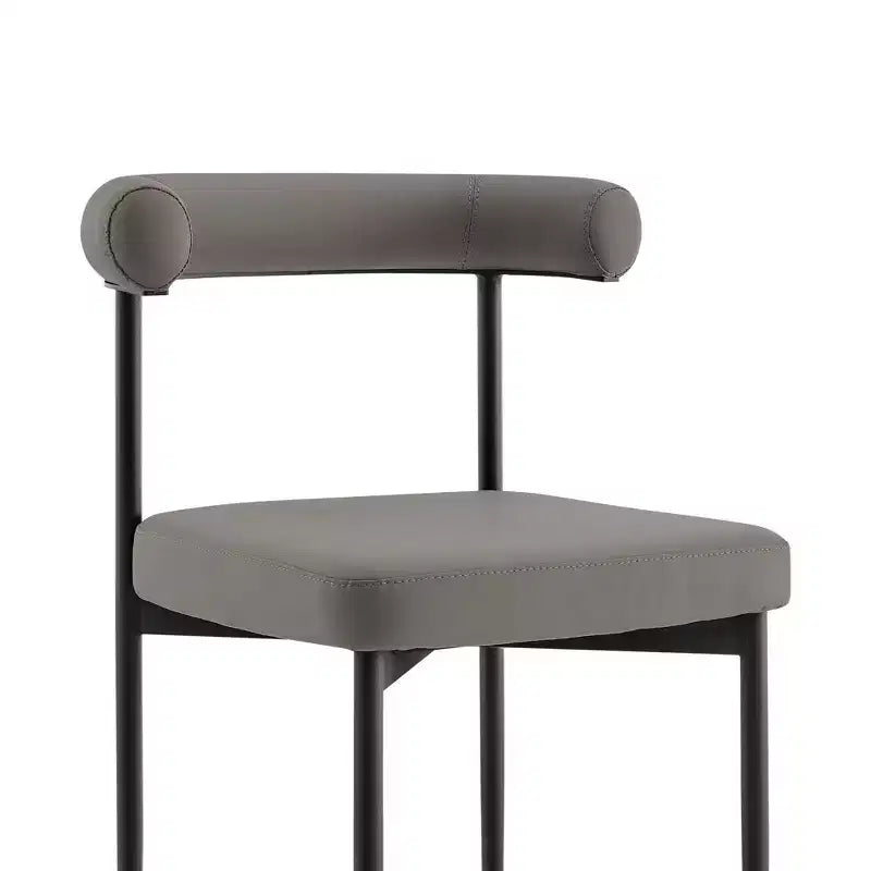 Armen Living Set di 2 sedie da pranzo Shannon in ferro e finta pelle Nero opaco/Grigio chiaro