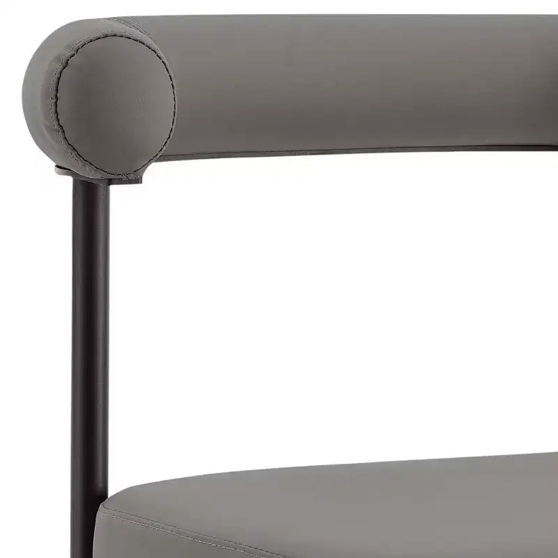 Armen Living Set di 2 sedie da pranzo Shannon in ferro e finta pelle Nero opaco/Grigio chiaro
