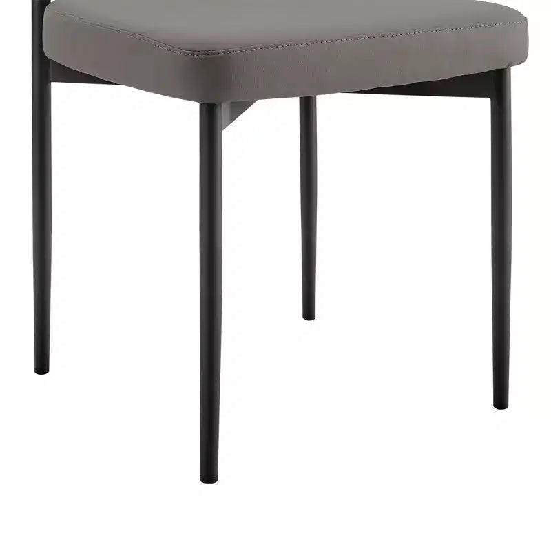Armen Living Set di 2 sedie da pranzo Shannon in ferro e finta pelle Nero opaco/Grigio chiaro