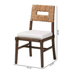 Sedia da pranzo Porsha Mahogany Wood e Rattan naturale bianca/marrone naturale/marrone noce - Baxton Studio: Stile bohémien, nessun assemblaggio richiesto