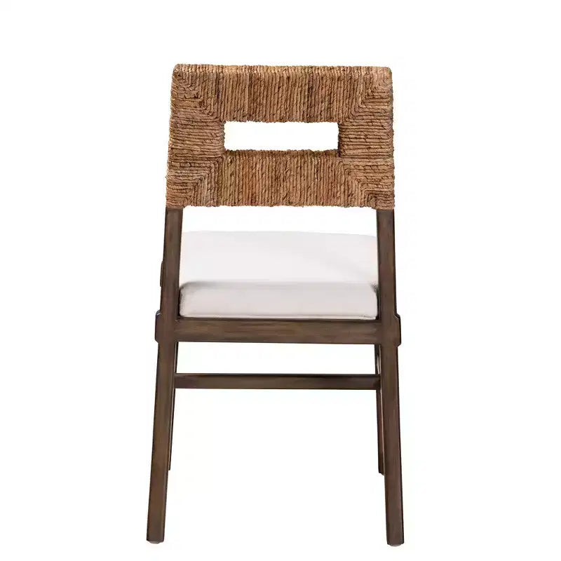 Sedia da pranzo Porsha Mahogany Wood e Rattan naturale bianca/marrone naturale/marrone noce - Baxton Studio: Stile bohémien, nessun assemblaggio richiesto