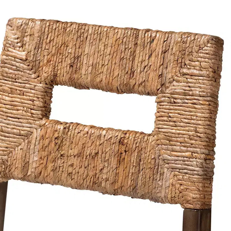 Sedia da pranzo Porsha Mahogany Wood e Rattan naturale bianca/marrone naturale/marrone noce - Baxton Studio: Stile bohémien, nessun assemblaggio richiesto