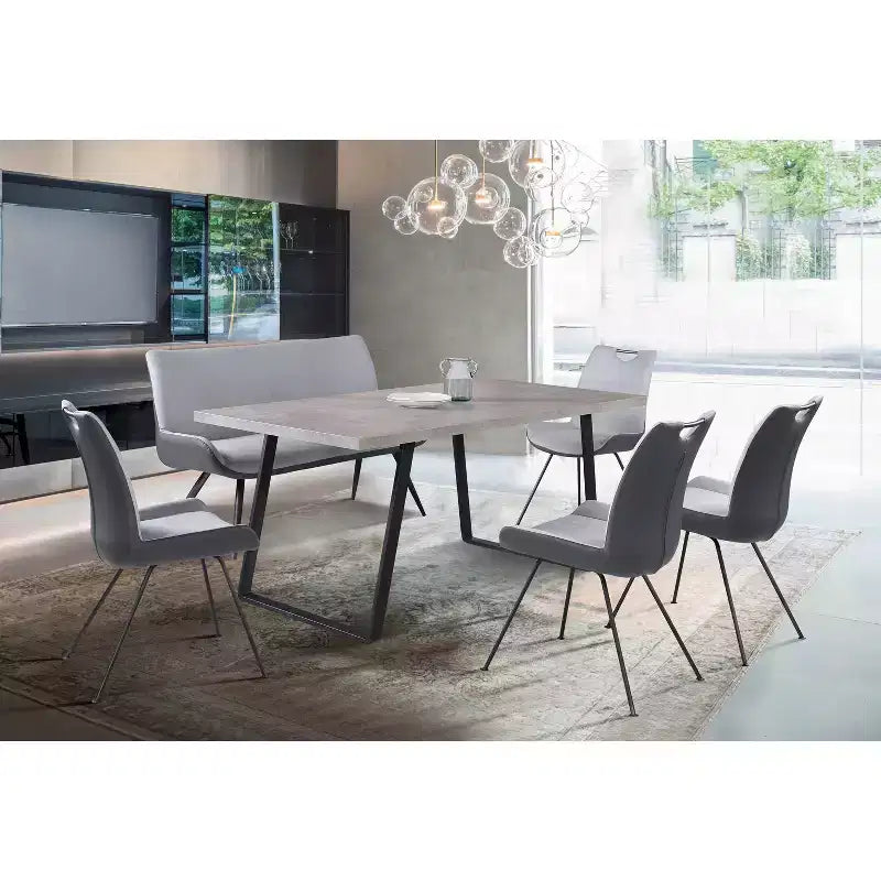 Set di 2 sedie da pranzo contemporanee Delvar in tessuto peltro - Armen Living: imbottite, struttura in legno, pulizia delle macchie