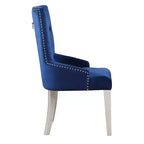 21" Varian Side Chair Blue Fabric/Antique Platinum - Acme Furniture