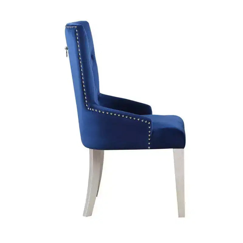 Sedia Varian 21" in tessuto blu/platino antico - Acme Furniture