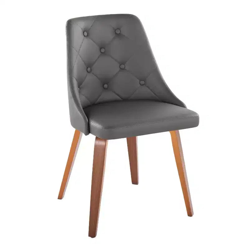 Set di 2 sedie da pranzo Marche: imbottite con bottoni trapuntati, gambe in legno - LumiSource