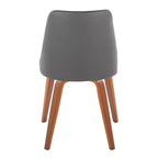 Set di 2 sedie da pranzo Marche: imbottite con bottoni trapuntati, gambe in legno - LumiSource