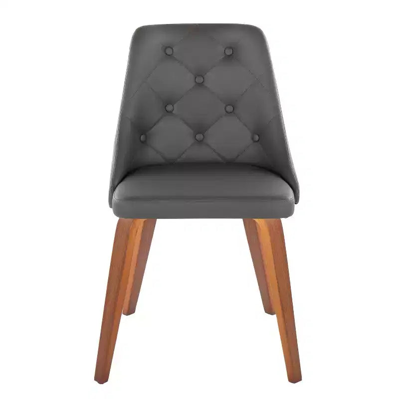 Set di 2 sedie da pranzo Marche: imbottite con bottoni trapuntati, gambe in legno - LumiSource