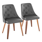 Set di 2 sedie da pranzo Marche: imbottite con bottoni trapuntati, gambe in legno - LumiSource