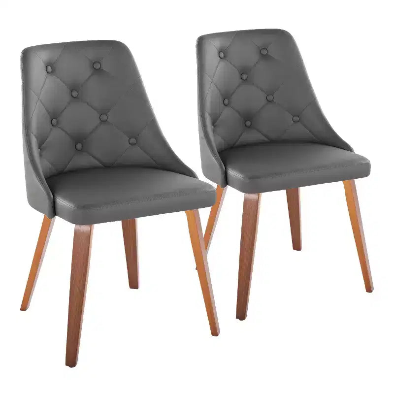 Set di 2 sedie da pranzo Marche: imbottite con bottoni trapuntati, gambe in legno - LumiSource