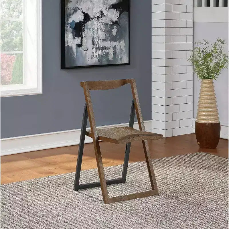 2pk Sydney Folding Chairs Wire Brush Chestnut - Boraam: Scandinavian Style, Wood Frame, No Assembly Required