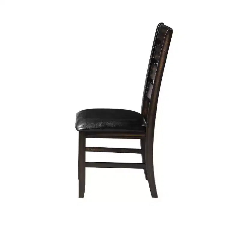 Sedia da pranzo Urbana da 23" in PU nero ed espresso - Acme Furniture: set da 2, senza braccioli, rivestimento in lino